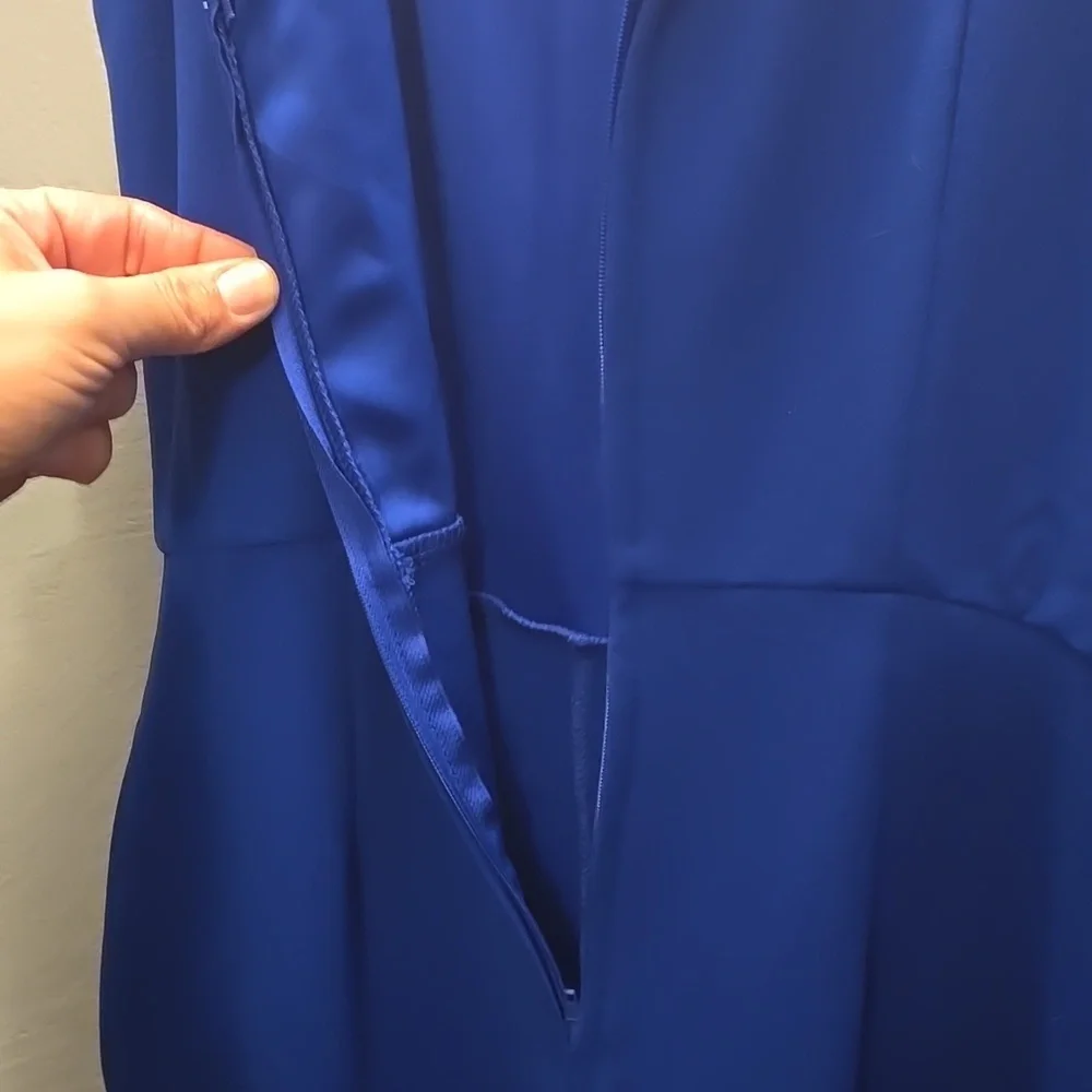 ROYAL BLUE SLEEVELESS LONG PANTS ROMPER WITH POCKETS - Picture 7 of 7